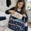 Rainbow name pencil case packed for back to school