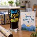 Best Dad colour-printed tulip glass with a Father's Day card