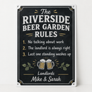 Personalised beer garden rules sign: 8 x 10in metal sign with three house rules and landlords' names