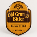 Personalised beer pump clip for 'Old Grumpy Bitter, Brewed by Phil, 4.2% ABV'
