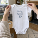 Lifestyle photo of the baby surname footprints baby grow in a UK home
