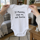 Lifestyle photo of the if Mummy says no ask Auntie baby grow in a UK home