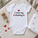 Lifestyle photo of the I love my Mummy Valentine's baby grow in a UK home