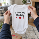 Lifestyle photo of the I love my Daddy Valentine's baby grow in a UK home