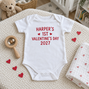 Lifestyle photo of the 1st Valentine's Day name baby grow in a UK home