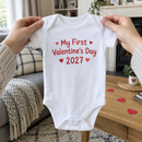 Lifestyle photo of the My First Valentine's Day baby grow with year in a UK home