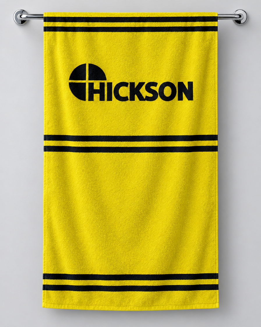 Castleford 1986 Personalised Rugby Bath Towel – Castleford 1986 personalised rugby bath towel hanging on a towel rail