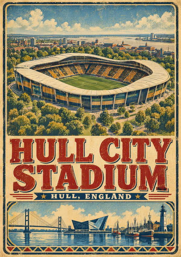 Hull City Stadium vintage travel poster print