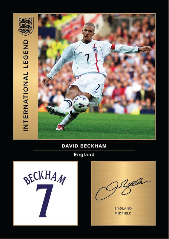 David Beckham Printed Signature Poster Print – England National Team Tribute Wall Art with Signature & Jersey Number