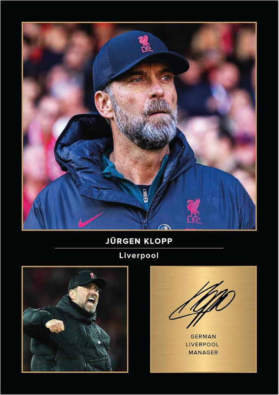 Jürgen Klopp Printed Signature Poster Print – Liverpool FC Manager Tribute Wall Art with Signature Panel – German Football Icon Wall Art for Fans & Collectors