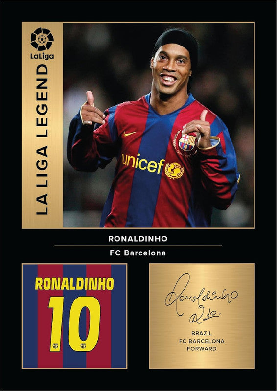Ronaldinho Printed Signature Poster Print – FC Barcelona La Liga Legend Wall Art with Signature & Jersey Number