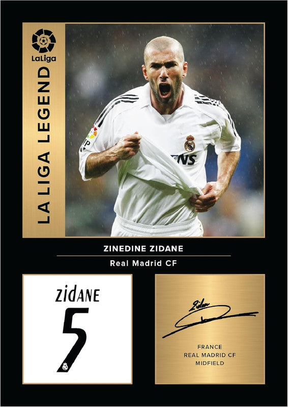 Zinedine Zidane Printed Signature Poster Print – Real Madrid CF La Liga Legend Wall Art with Signature & Jersey Number