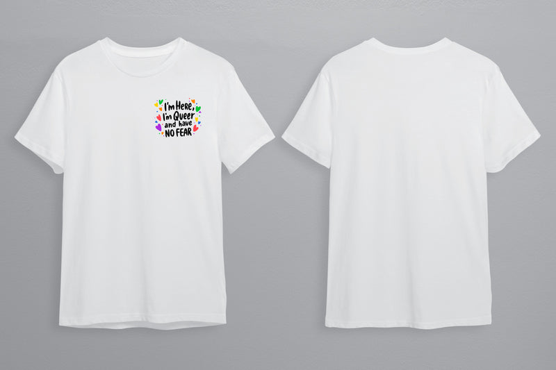 Im Here Queer LGBTQ+ T-Shirt Unisex - Pride Month - Pride March - LGBTQ+ Clothing-Rainbow Tee-Gay Pride T-Shirt- Black White Tee