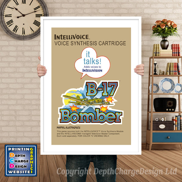 B17 Bomber Intellivision inspired retro gaming poster shown in a white frame