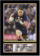 Jack Dempsey Printed Autograph Poster – Scotland Rugby Union Star Wall Art – Rugby Player Memorabilia Poster Print