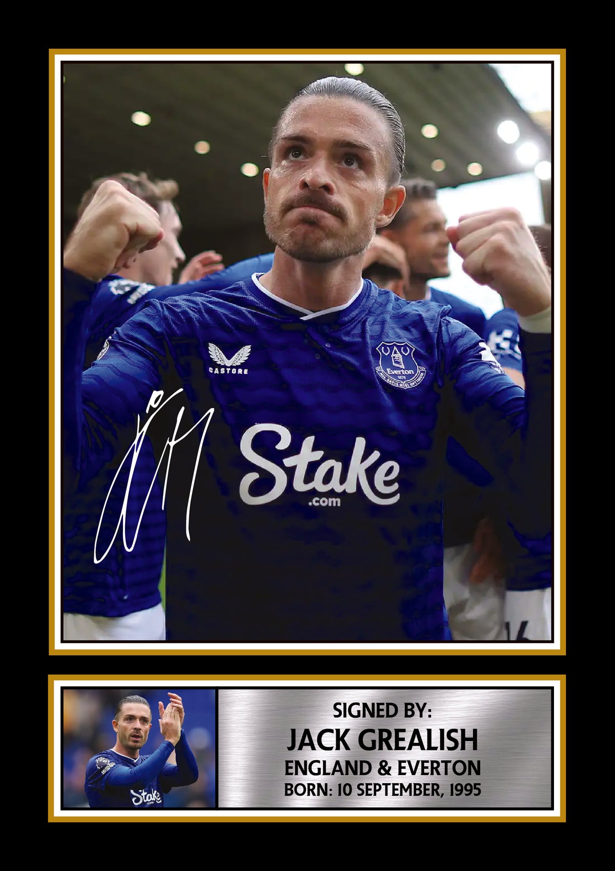 Jack Grealish Printed Signature Poster – England & Everton Football Star Wall Art – Soccer Player Wall Art Poster Print – Jack Grealish Printed Signature Poster