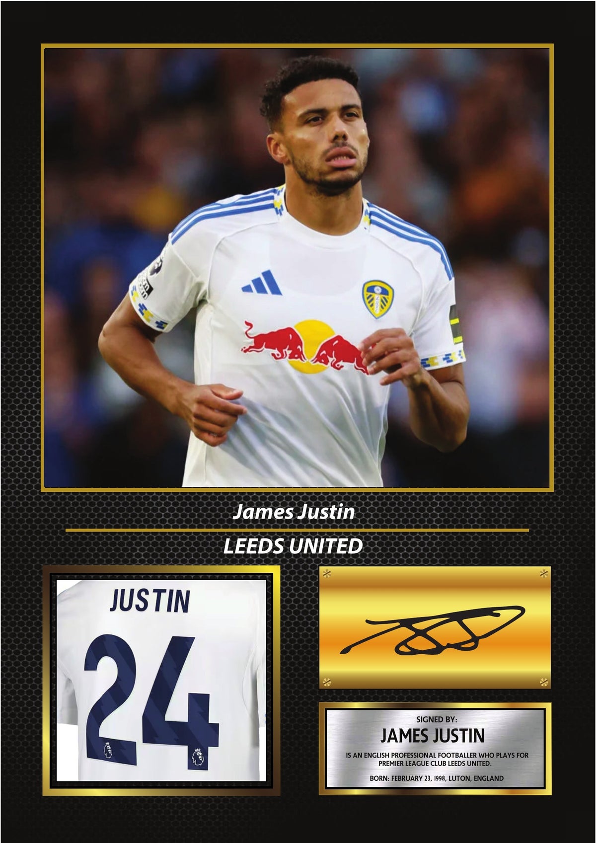 James Justin Leeds United Poster Print – Football Wall Art Perfect Gift for Football Fans – James Justin Leeds United Poster Print