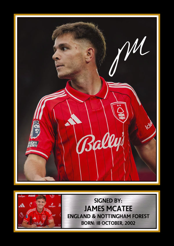 James McAtee Printed Signature Poster – England & Nottingham Forest Football Star Wall Art – Soccer Player Wall Art Poster Print