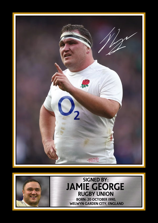 Jamie George England Rugby Printed Signature Poster – Style Wall Art Print – England Rugby Union Hooker Gift – Sports Fan Decor – Reproduction Print