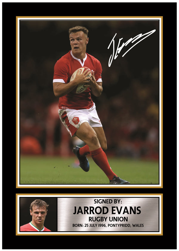 Jarrod Evans Wales Rugby Poster – Printed Signature Wall Art – Wales Rugby Union Player Wall Art Poster for Fans – Reproduction Print