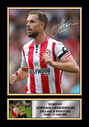 Jordan Henderson Printed Autograph Poster – England & Brentford Football Star Wall Art – Soccer Player Memorabilia Poster Print