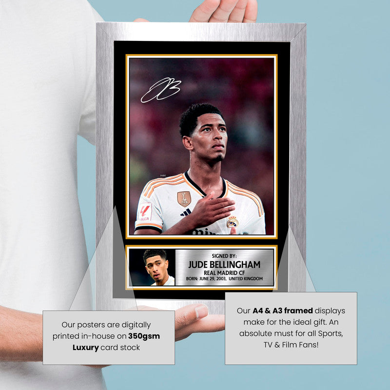 Jude Bellingham V1 Signed Autograph Poster Print – Real Madrid & England Football Star – Gift for Fans