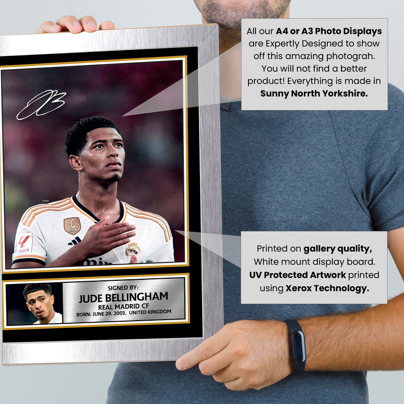 Jude Bellingham V1 Signed Autograph Poster Print – Real Madrid & England Football Star – Gift for Fans
