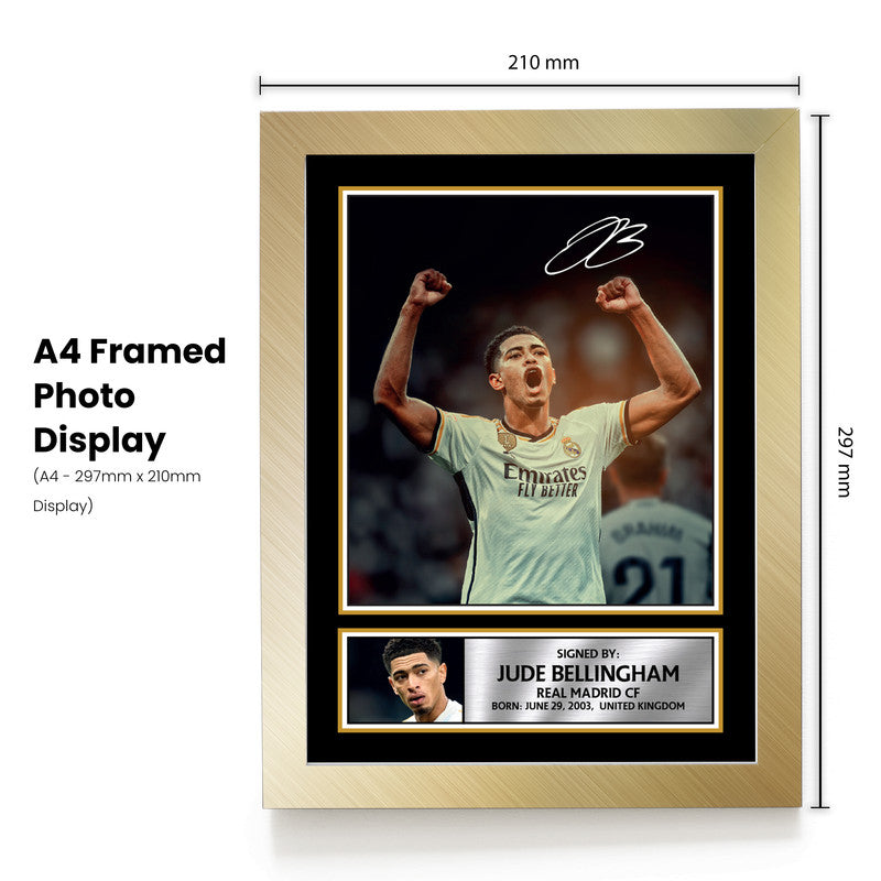 Jude Bellingham V2 Signed Autograph Poster Print – Real Madrid & England Football Star – Gift for Fans