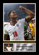 Jude Bellingham England Poster Print – England Signature Style Football Wall Art – 2026 World Cup Inspired Print – England Football Fan Gift