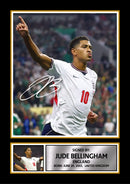 Jude Bellingham England Poster Print – Signature Style Football Wall Art – 2026 World Cup Inspired Print – England Football Fan Gift