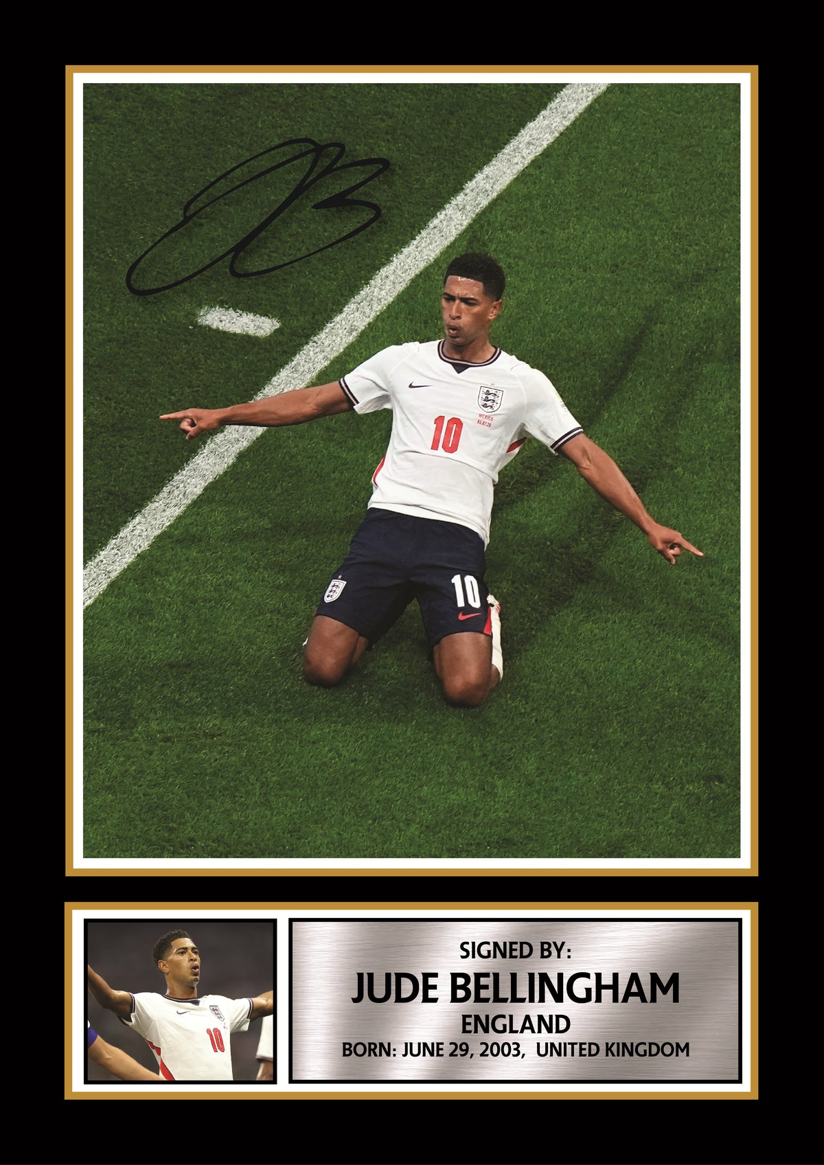 Jude Bellingham England Poster Print – England Signature Style Football Wall Art – Goal Celebration Print – 2026 World Cup Inspired Print – Jude Bellingham England Poster Print