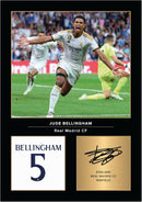 Jude Bellingham Signed Poster Print – Real Madrid CF Midfield Star Tribute Wall Art with Signature & Jersey Number 5 – England Football Memorabilia for La Liga Fans & Collectors