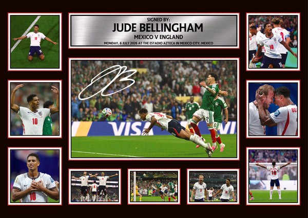 Jude Bellingham England Poster Print – England Football Star Wall Art – Signature Style Football Print – Sports Gift – Football Fan Gift