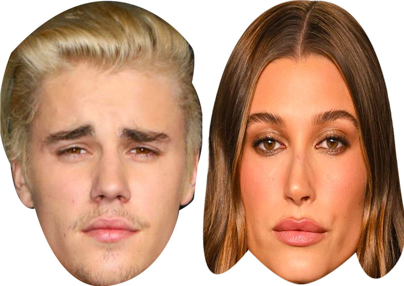 Justin Bieber And Hailey Bieber Celebrity Couple Face Mask Fancy Dress - High-Quality Cardboard Masks for Any Occasion