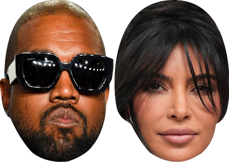 Kim Kardashian And Ye Celebrity Couple Face Mask Fancy Dress - High-Quality Cardboard Masks for Any Occasion