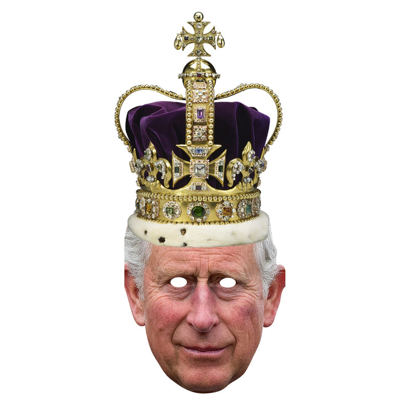 12 x Pack of  KING CHARLES III Mask Royal MEGA PACK Coronation 2023 Royal Fancy Dress Cardboard Celebrity Party Face Mask