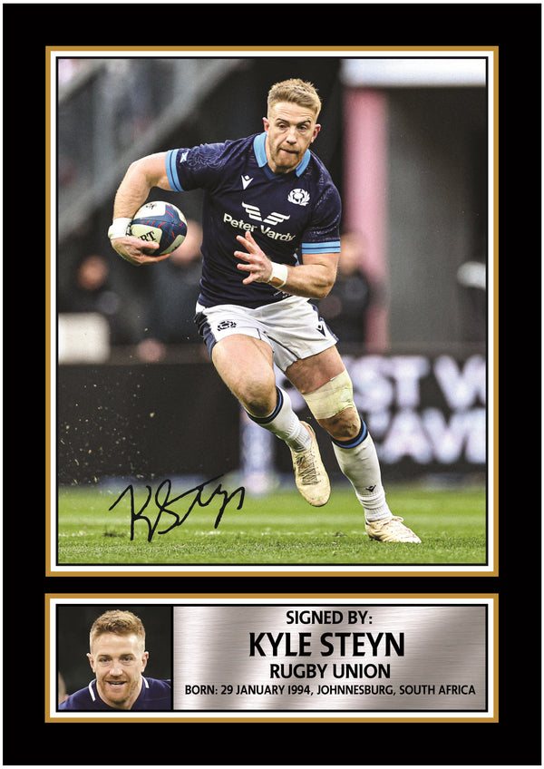Kyle Steyn Printed Signature Poster – Scotland Rugby Union Star Wall Art – Scottish Rugby Player Wall Art Poster Print – Reproduction Print