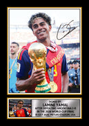 Lamine Yamal Spain Football Poster Print – Spain 2026 FIFA World Cup Champions Trophy Celebration Signature Style Wall Art – Soccer Fan Gift