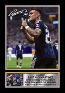 Lautaro Martínez Argentina Football Poster Print – Argentina vs England 2026 World Cup Semi Final Goal Celebration Signature Style Wall Art– Soccer Fan Gift
