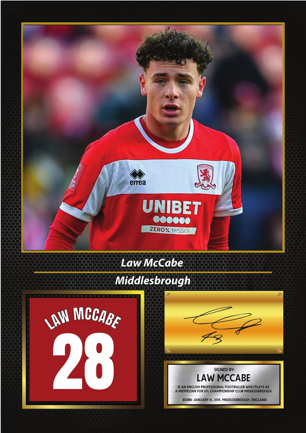 Law McCabe Middlesbrough FC Poster Print