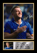 Liam Delap Printed Autograph Poster – England & Chelsea F.C. Football Star Wall Art – Soccer Player Memorabilia Poster Print
