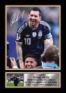 Lionel Messi Argentina Football Poster Print – Argentina vs England 2026 World Cup Semi Final Signature Style Wall Art– Soccer Fan Gift