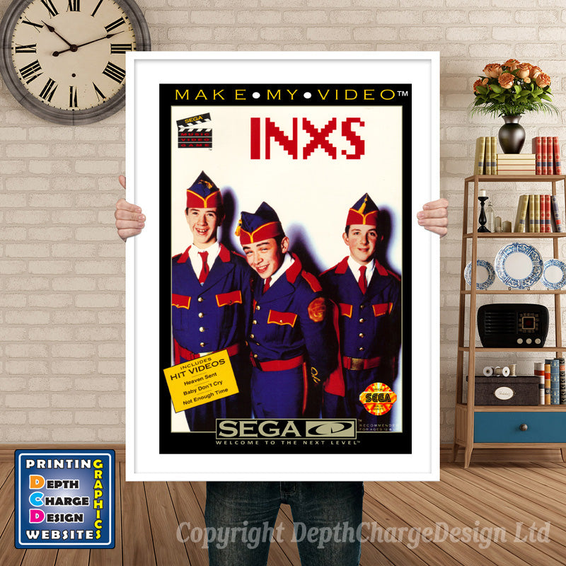 Make My Video Inxs 3 Sega Sega Mega CD Inspired Retro Gaming Poster A4 A3 A2 Or A1 – Make My Video Inxs 3 Sega Mega CD inspired retro gaming poster shown in a white frame