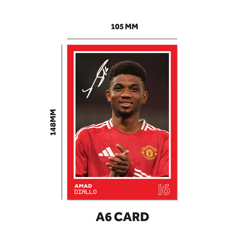 Manchester United Players SIGNED A6 Poster Pack 2 - 6 Autographed Poster Print Cards (Diallo, De Ligt, Dalot, Fernandez, Onana, Amorin)