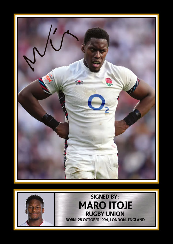 Maro Itoje England Rugby Printed Signature Poster – Style Wall Art Print – England Rugby Union Lock Forward Gift – Sports Fan Decor – Reproduction Print