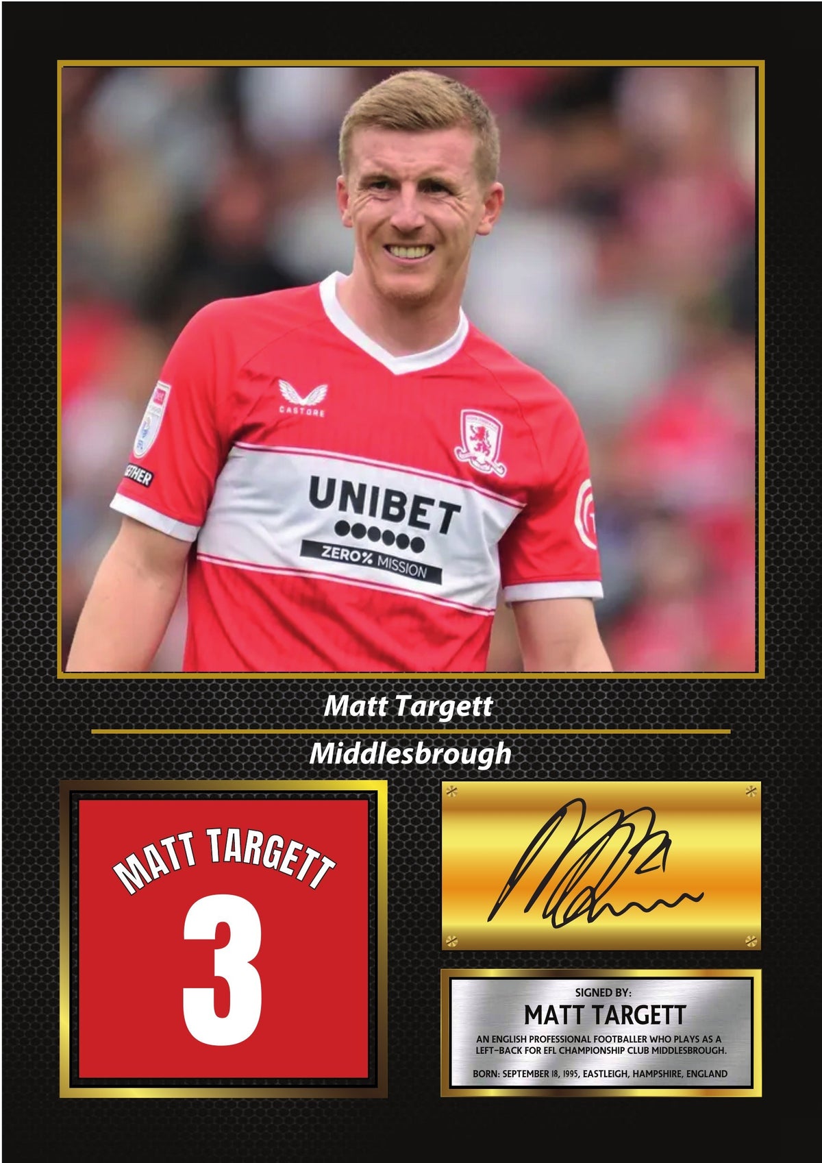 Matt Targett Middlesbrough FC Poster Print – Football Wall Art Perfect Gift for Football Fans – Matt Targett Middlesbrough FC Poster Print