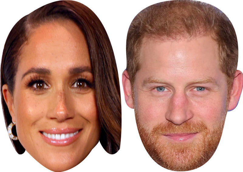 Meghan Markle And Prince Harry Celebrity Couple Face Mask Fancy Dress - High-Quality Cardboard Masks for Any Occasion