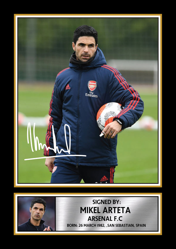 Mikel Arteta Arsenal Printed Signature Poster Print – Arsenal FC Manager Wall Art – Mikel Arteta Signature Style Football Poster – Soccer Fan Gift Decor – Reproduction Print