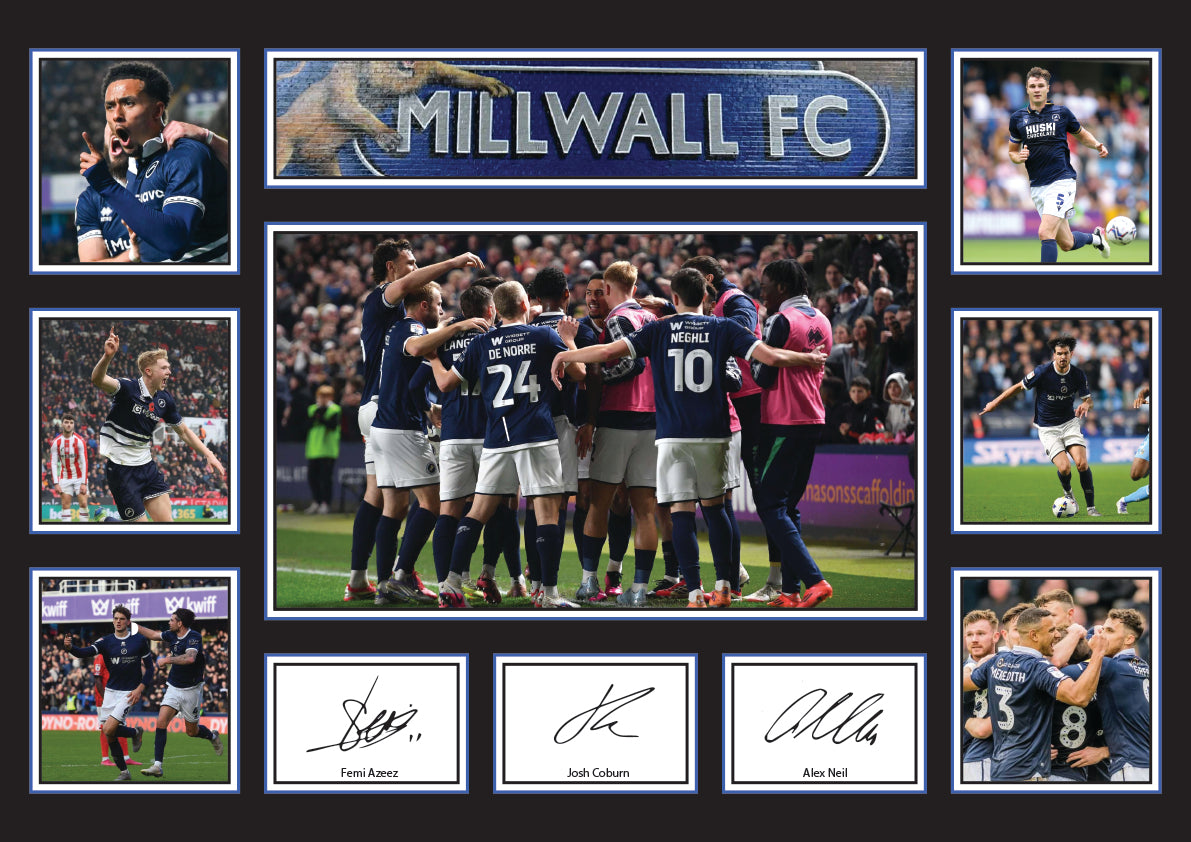 Millwall FC Team 2026 Poster Print – Lions Football Club Wall Art Featuring Femi Azeez, Josh Coburn & Alex Neil – Millwall FC Team 2026 Poster Print