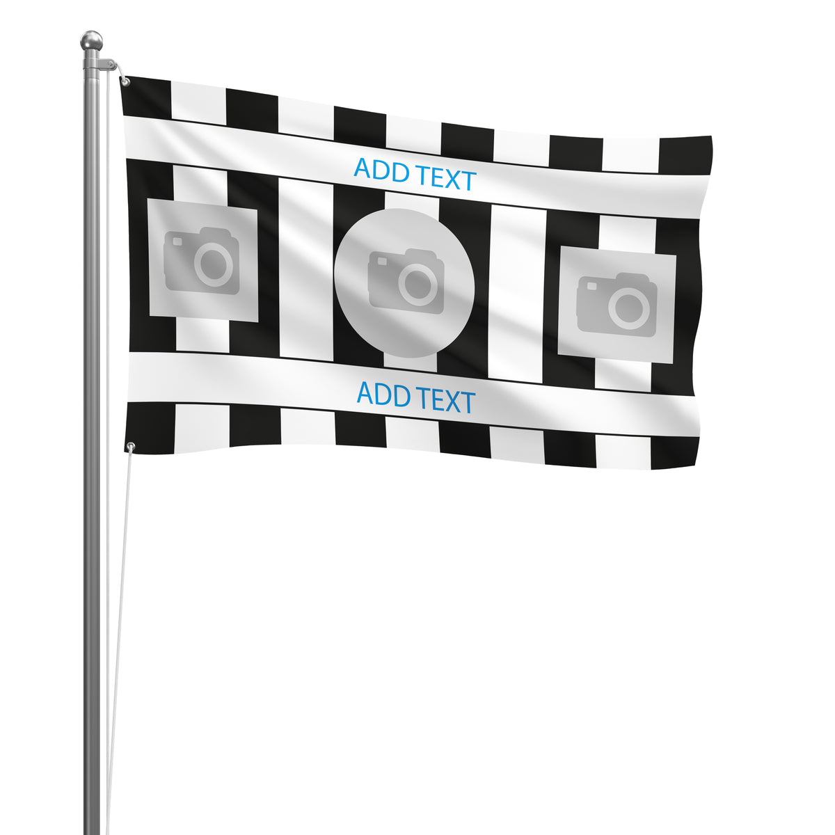 Personalised Newcastle football flag design 2 in black and white, printed with custom wording
